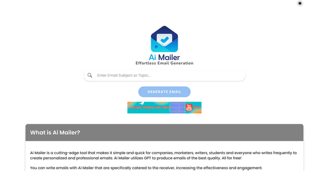 AI Mailer - Use GPT to produce high-quality emails based on subject or topic