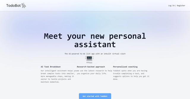 TodoBot - The AI-powered to-do list app with an inbuilt virtual coach