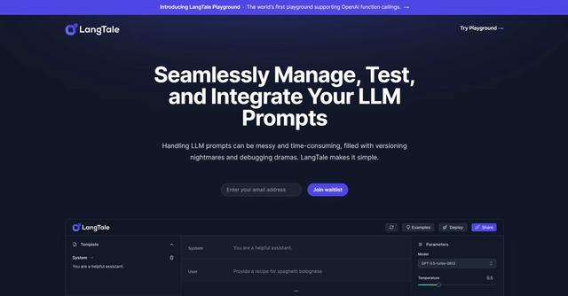 LangTale - Simplify the management of Large Language Model (LLM) prompts for effective collaboration and deeper insights.