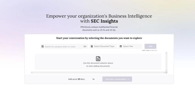 SEC Insights - Explore and analyze multiple documents, extracting meaningful insights and facilitating deep comparisons.