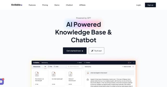 Knibble - AI-powered knowledge base and custom AI chatbot tool that leverages ChatGPT.
