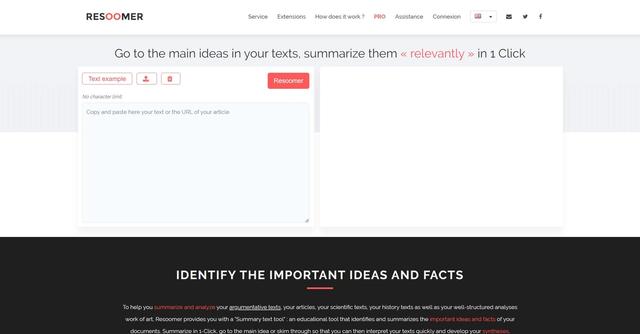 Resoomer - Help users quickly identify and summarize the essential ideas and facts within various types of documents