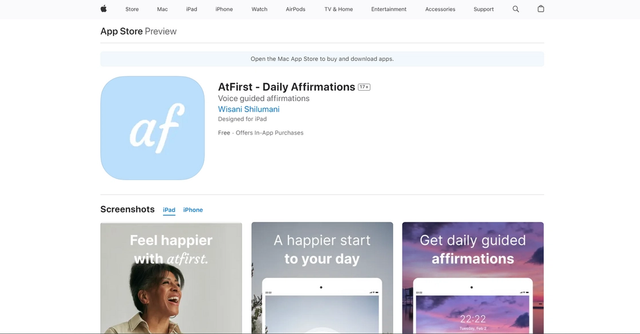 AtFirst - Source of daily inspiration and encouragement through positive affirmations and motivational messages.