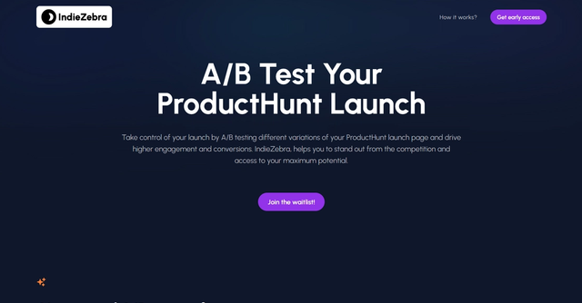 IndieZebra - Optimizes ProductHunt launches by conducting A/B tests on variations of the launch page, helping users gain valuable insights into engaging their audience and increasing upvotes.