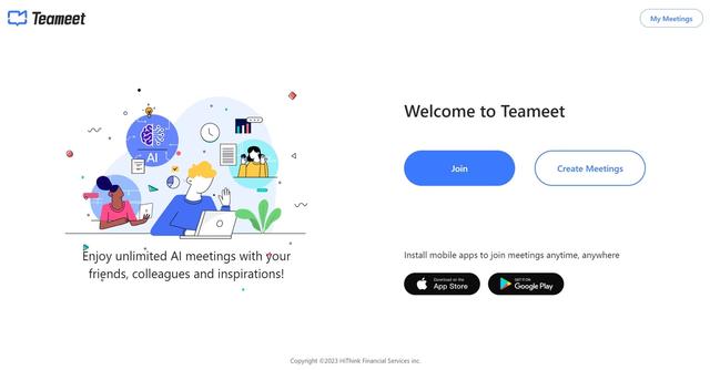 Teameet - Users can join meetings from anywhere at any time, all for free.