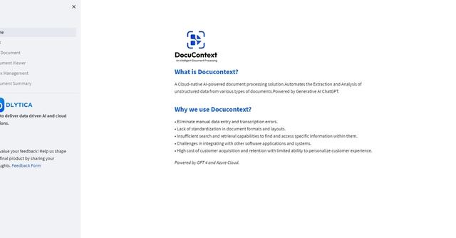DocuContext - AI-powered document processing solution that automates the extraction and analysis of unstructured data from various types of documents.