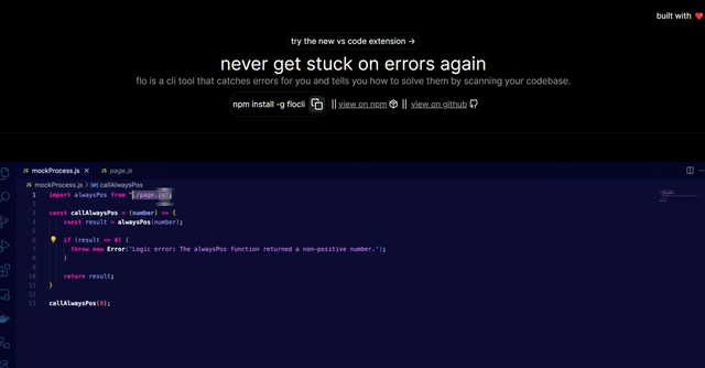 Flo - Detects and prevents coding errors by scanning codebases, offering solutions, suggestions, and recommendations.