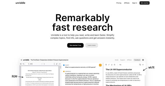 Unriddle - Designed to accelerate reading, writing, and learning processes.