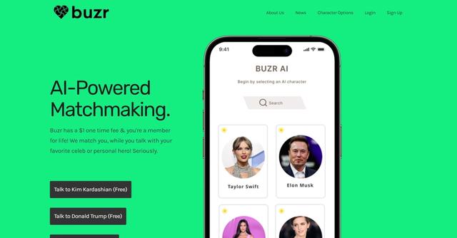 Buzr AI - Innovative matchmaking tool that uses artificial intelligence to connect users with their favorite celebrities through voice interviews