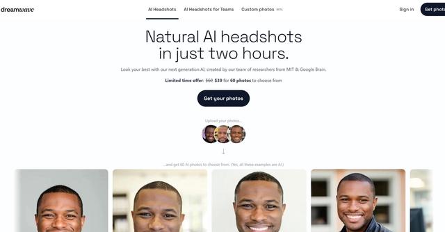 AI Headshot Generator - Creates natural-looking AI headshots offering unlimited scenes, hairstyles, outfits, and more for a personalized and effortless experience.