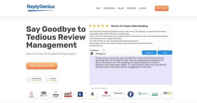 ReplyGenius - Enhances customer engagement by reducing response times, lowering costs, and improving overall customer satisfaction.