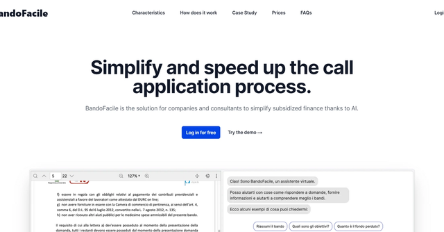 BandoFacile - Simplifies and expedites the application process for grants and funding opportunities.