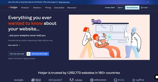 Hotjar AI - Streamline the research process by automating the creation of surveys and generating insightful summary reports.