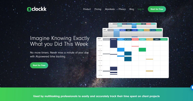 Clockk - Automates the tracking of work hours, ensuring accurate billing and providing data insights for business growth.