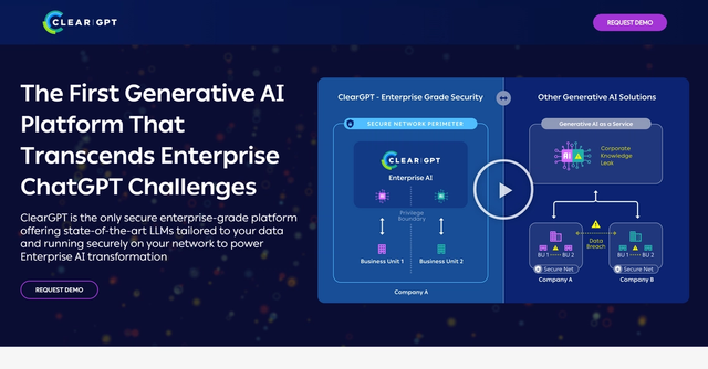 ClearGPT - Enterprise-grade generative AI platform designed to address the unique challenges faced by businesses.