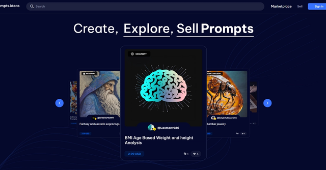 PromptsIdeas - Buy or sell best prompts for DALL·E, Midjourney, Stable Diffusion, GPT & ChatGPT