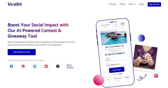 ViralKit - Fully AI powered contest tool that auto-generates contests, giveaways and sweepstakes.