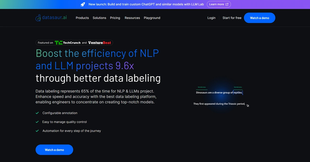Datasaur - Datasaur is the leading NLP data-labeling platform, driving 10X quicker project times and improving model performance by 2X.